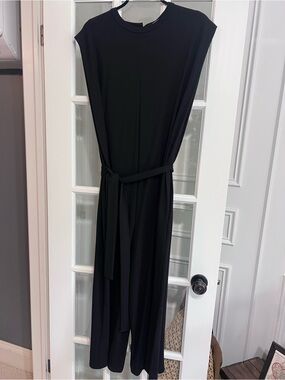 Black Sleeveless Belted Jumpsuit